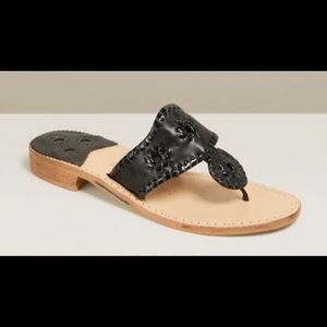 Jack Rogers Black Navajo Leather Sandals 8